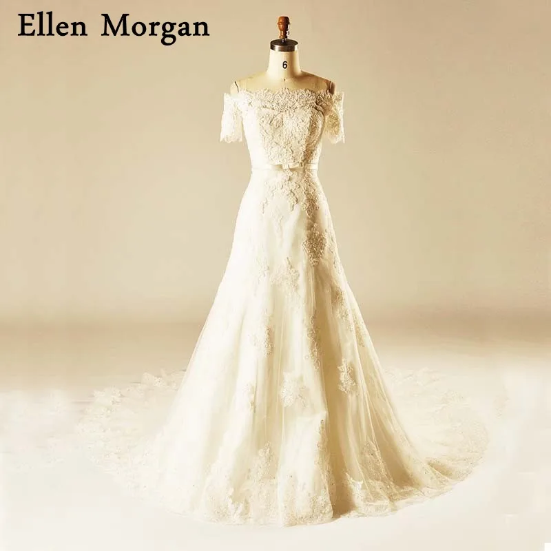Off Shoulder Mermaid Wedding Dresses 2019 Summer Beach Garden Sexy Lace Appliques Short Sleeves Merry Long Bridal Gowns
Off Shoulder Mermaid Wedding Dresses 2019 Summer Beach Garden Sexy Lace Appliques Short Sleeves Merry Long Bridal Gowns