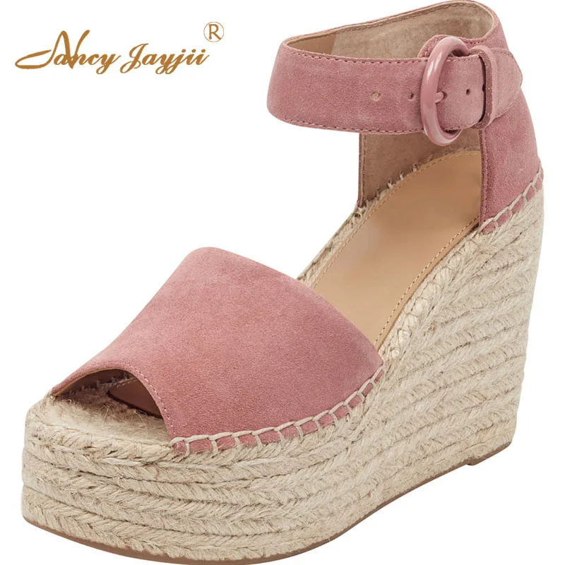 Pink Sweet Wedges Platform Sandals Woman Espardrilles Large Size 11 15 High Heels Buckle Strap For Woman Footwear Casual Fashion
Pink Sweet Wedges Platform Sandals Woman Espardrilles Large Size 11 15 High Heels Buckle Strap For Woman Footwear Casual Fashion