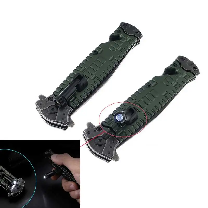 Outdoor tool folding knife 59HRC with LED light tactical knife portable multi-function survival pocket knife hunting camping
Outdoor tool folding knife 59HRC with LED light tactical knife portable multi-function survival pocket knife hunting camping