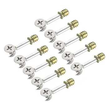

uxcell New Hot 10 Sets Furniture Side Connecting Fastener Cam Fitting Dowel Pre-inserted Nut Joint Connector 15x12mm