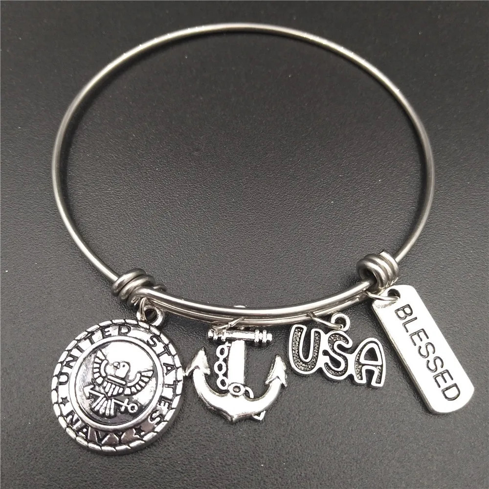 2.5 inch Stainless Steel Wire Bangle Military Navy Charm Bangle DIY GIft Jewelry for Moms Wife Girlfriend Daughter Bulik Price
2.5 inch Stainless Steel Wire Bangle Military Navy Charm Bangle DIY GIft Jewelry for Moms Wife Girlfriend Daughter Bulik Price