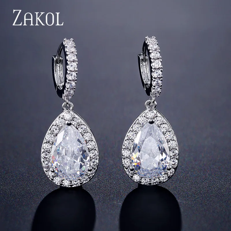 ZAKOL Fashion Classic Water Drop Crystal Zirconia Hoop Earrings for Women Shinny Bridal Wedding Jewelry Wholesale FSEP2276
ZAKOL Fashion Classic Water Drop Crystal Zirconia Hoop Earrings for Women Shinny Bridal Wedding Jewelry Wholesale FSEP2276