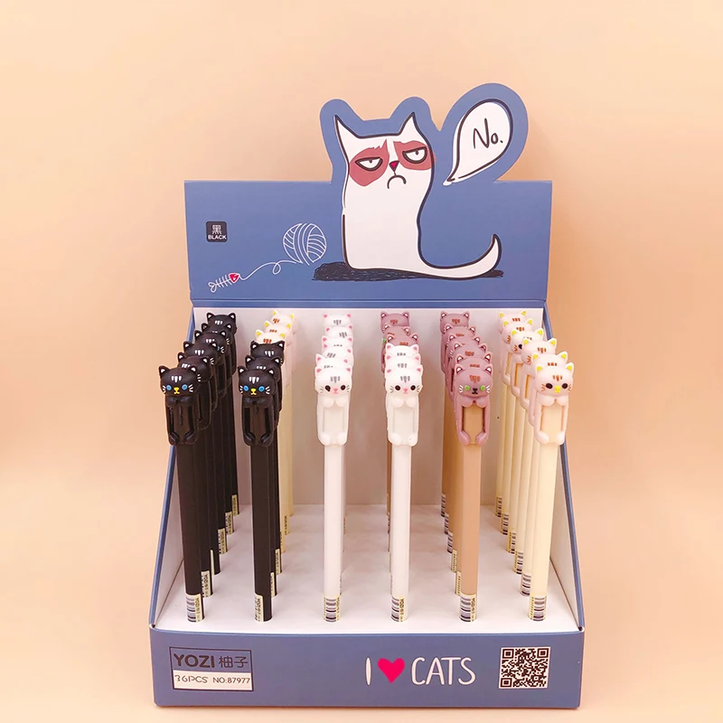 36Pcs/lot Kawaii Colorful Cat Silicone Gel Pen 0.5mm Black Rollerball Pen Writing Pen Student Stationery School Office Supply
36Pcs/lot Kawaii Colorful Cat Silicone Gel Pen 0.5mm Black Rollerball Pen Writing Pen Student Stationery School Office Supply