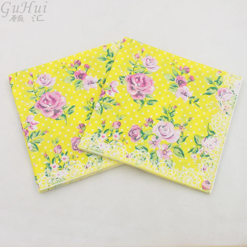 100Pcs Pink Rose Flowers Yellow Disposable Paper Napkins Afternoon Tea Festive Party Wedding Birthday First Communi Decoration
100Pcs Pink Rose Flowers Yellow Disposable Paper Napkins Afternoon Tea Festive Party Wedding Birthday First Communi Decoration