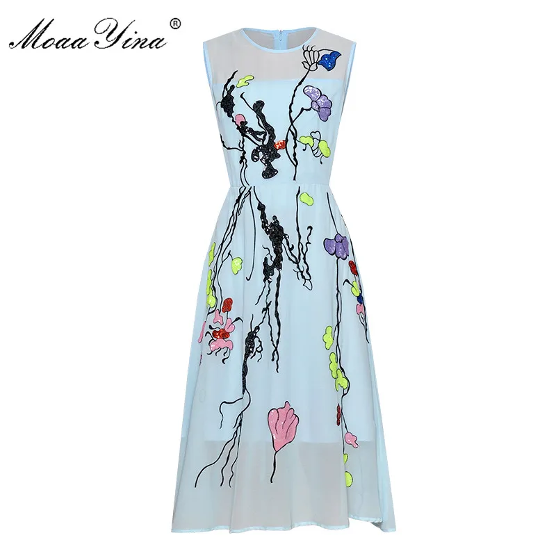 MoaaYina Fashion Designer Runway dress Spring Summer Women Dress Floral Embroidery Sequin Slim Elegant Chiffon Dresses
MoaaYina Fashion Designer Runway dress Spring Summer Women Dress Floral Embroidery Sequin Slim Elegant Chiffon Dresses