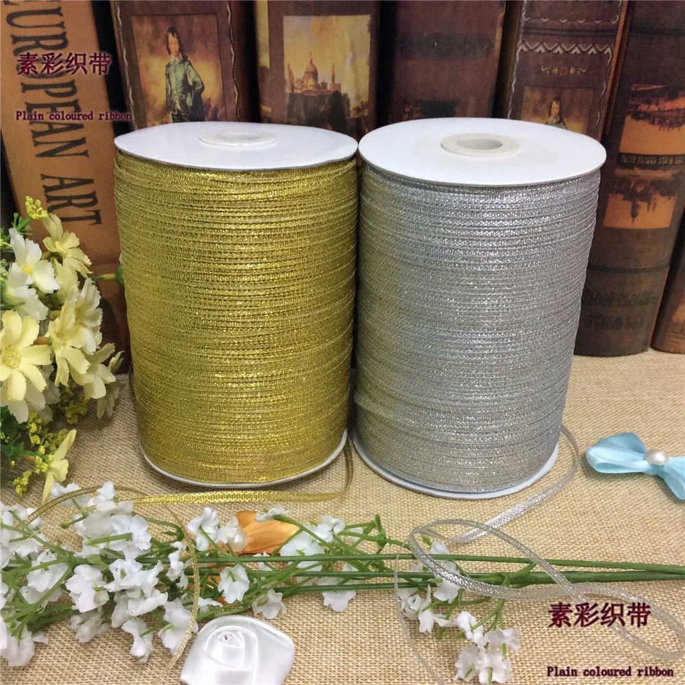 900Yards 3mm Gold/Silver Glitter Ribbon Metallic Luster Ribbon For Wedding Decoration Gift Wrapping Scrapbooking Supplies
900Yards 3mm Gold/Silver Glitter Ribbon Metallic Luster Ribbon For Wedding Decoration Gift Wrapping Scrapbooking Supplies