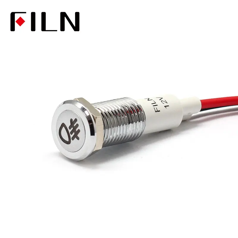FILN 10mm Car dashboard fog symbol silver shell led red yellow white blue green 12v led indicator light with 20cm cable
FILN 10mm Car dashboard fog symbol silver shell led red yellow white blue green 12v led indicator light with 20cm cable