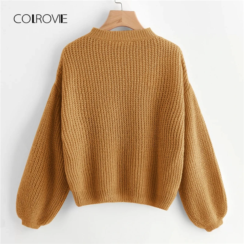 COLROVIE Ginger Drop Shoulder Lantern Sleeve Korean Winter Sweater Womens Clothing 2018 Autumn Pullovers Warm Ladies Jumper
COLROVIE Ginger Drop Shoulder Lantern Sleeve Korean Winter Sweater Womens Clothing 2018 Autumn Pullovers Warm Ladies Jumper