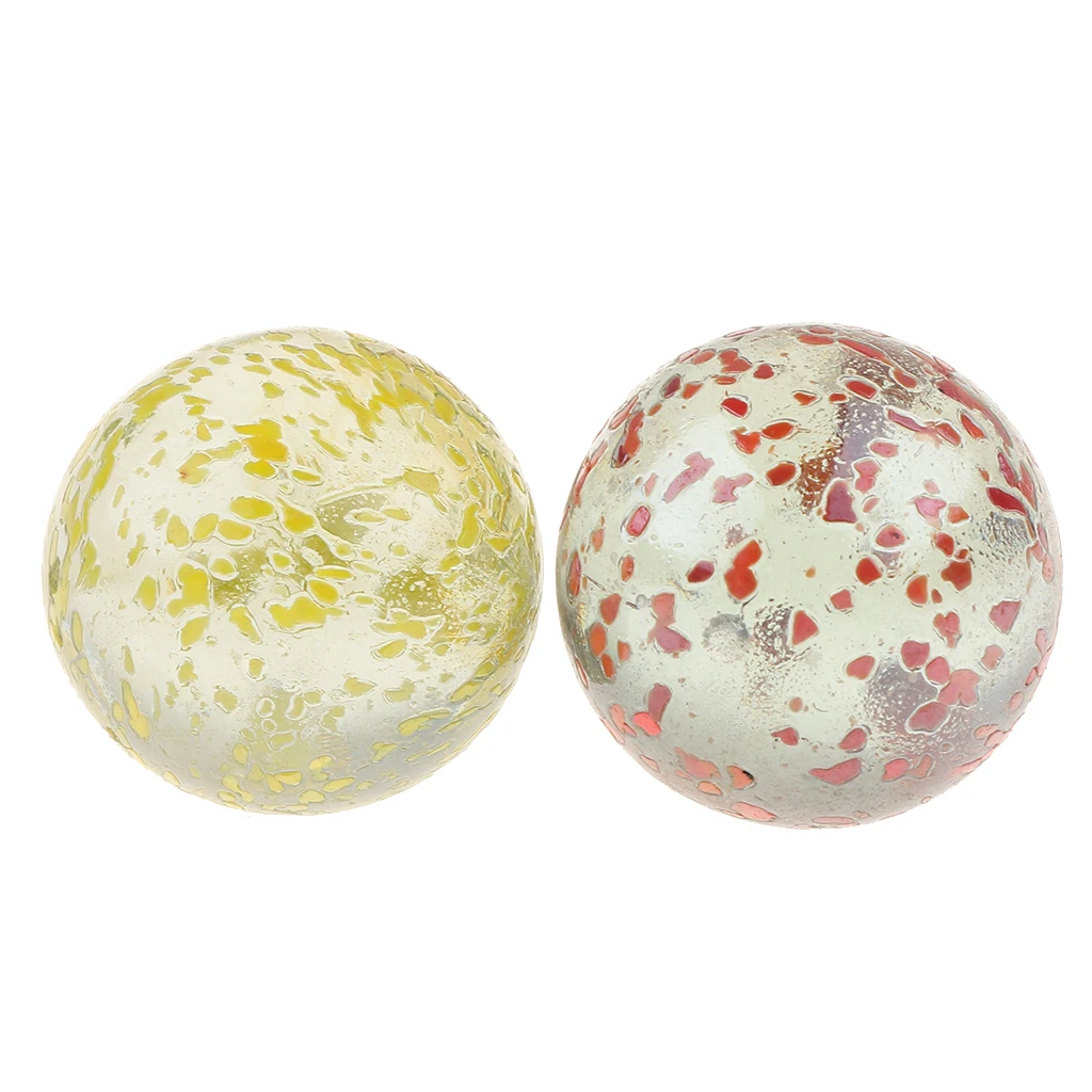 2Pcs 35mm Kids DIY Craft Glass Balls Marbles Yellow & Red Patterned Glass Beads, Collectibles Set of game replacment marbles