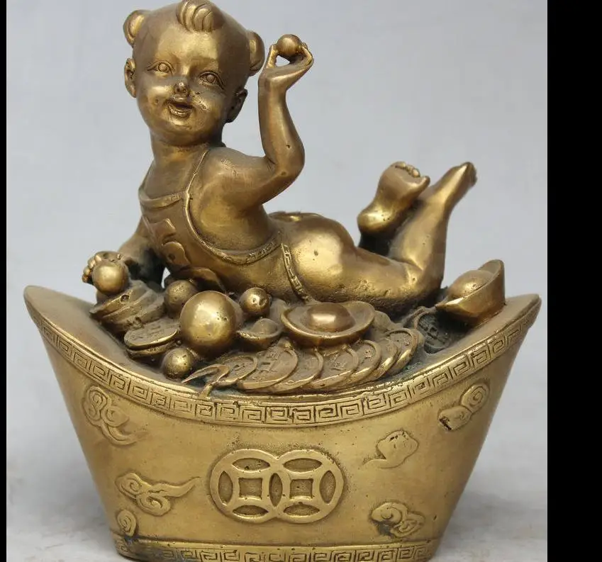 671116450+++6" Chinese Folk Brass FengShui TongZi Boy Wealth Money YuanBao Statue Sculpture
671116450+++6" Chinese Folk Brass FengShui TongZi Boy Wealth Money YuanBao Statue Sculpture