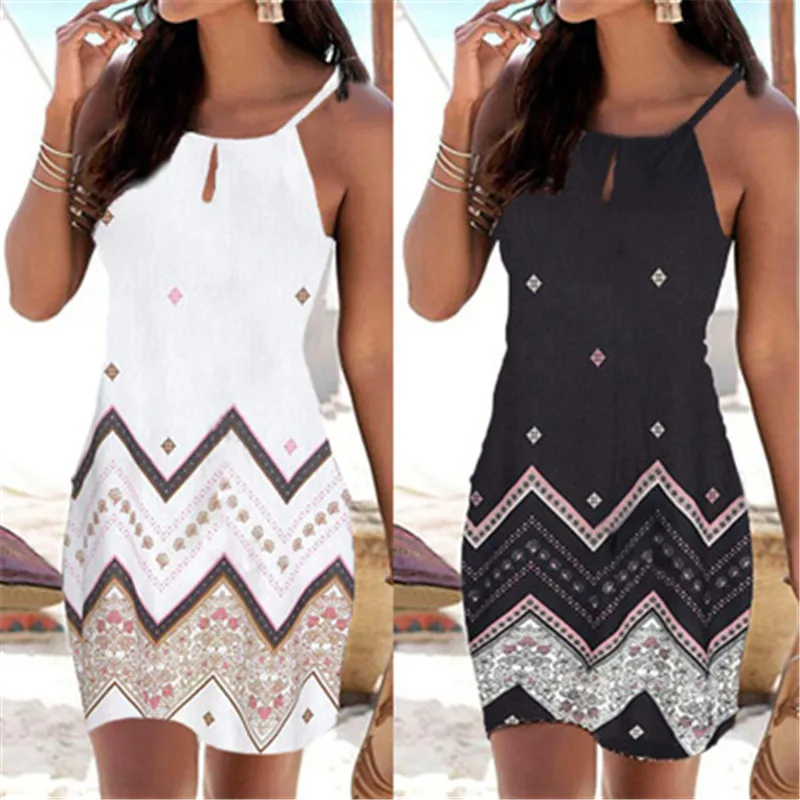 Women Dress Summer Mini Beachwear Dress Halter Neck Boho Print Sleeveless Casual White Dress vestidos de verano 30
Women Dress Summer Mini Beachwear Dress Halter Neck Boho Print Sleeveless Casual White Dress vestidos de verano 30