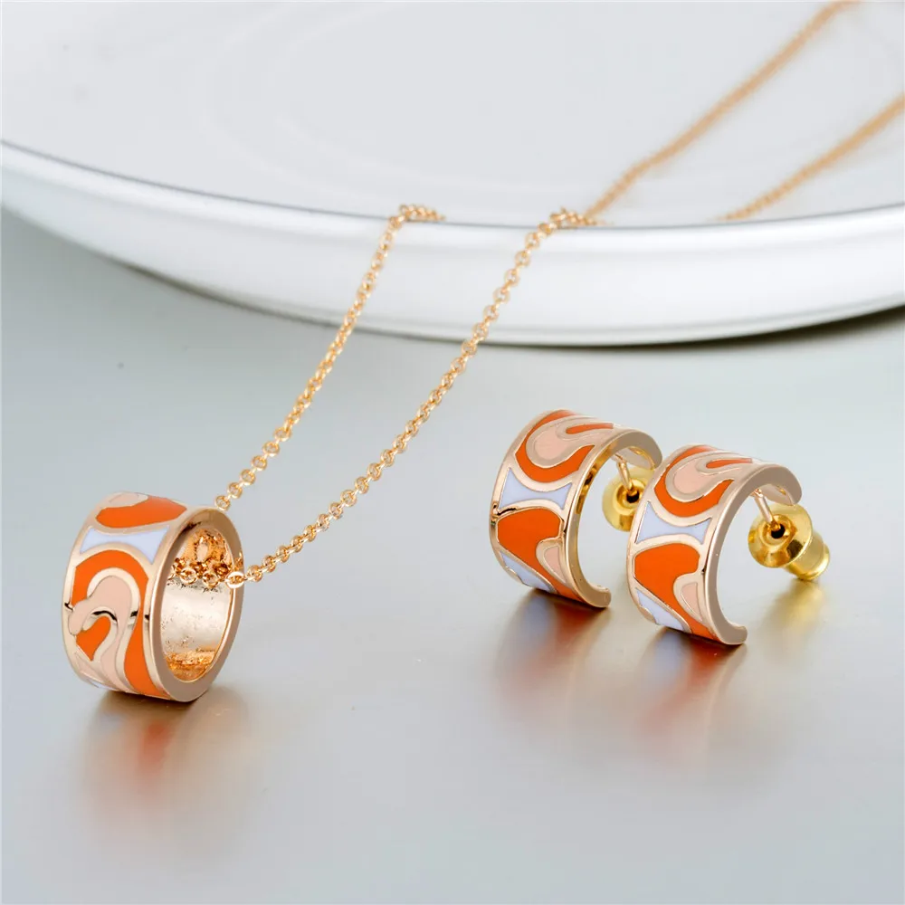 Women's Fashion Orange Enamel Necklace/Earring Round Pendant Scarf Silk Shape Indian Necklase for Women Dress Decoration
Women's Fashion Orange Enamel Necklace/Earring Round Pendant Scarf Silk Shape Indian Necklase for Women Dress Decoration