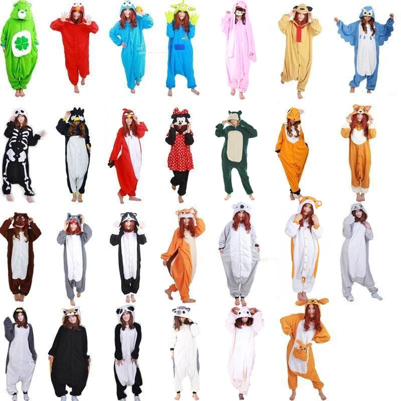 

Animal Hooded Onesie Cosplay Costume Adult Pajamas Kangaroo Timber wolf Goat Panther Skeleton Dog Rabbit Lucky Bear Dog Pyjamas