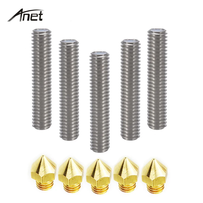 Anet A6 5pcs 40mm Extruder 1.75mm Throat Tube 5pcs 0.4mm Brass Extruder Nozzle Print Heads for MK8 Makerbot Reprap 3D Printer
Anet A6 5pcs 40mm Extruder 1.75mm Throat Tube 5pcs 0.4mm Brass Extruder Nozzle Print Heads for MK8 Makerbot Reprap 3D Printer