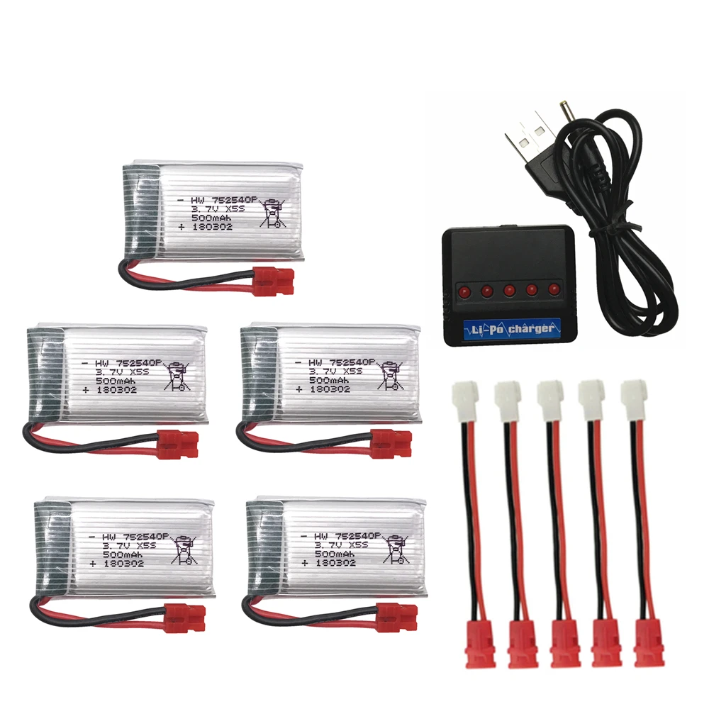 5pcs 3.7V 500mAh Drone Rechargeable Li-polymer Battery 752540P + Charger Set For RC Syma X5C X5SC M68 Cheerson CX-30
5pcs 3.7V 500mAh Drone Rechargeable Li-polymer Battery 752540P + Charger Set For RC Syma X5C X5SC M68 Cheerson CX-30