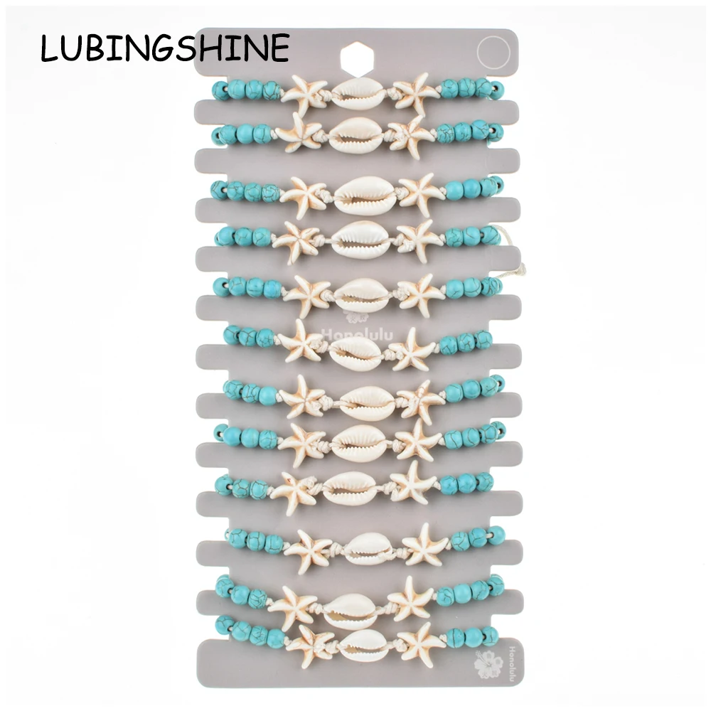 12pcs/set Natural Stone Shell Starfish Charms Bracelet Bracelets Women Braided Adjustable Chain Anklets Wristband Jewelry
12pcs/set Natural Stone Shell Starfish Charms Bracelet Bracelets Women Braided Adjustable Chain Anklets Wristband Jewelry