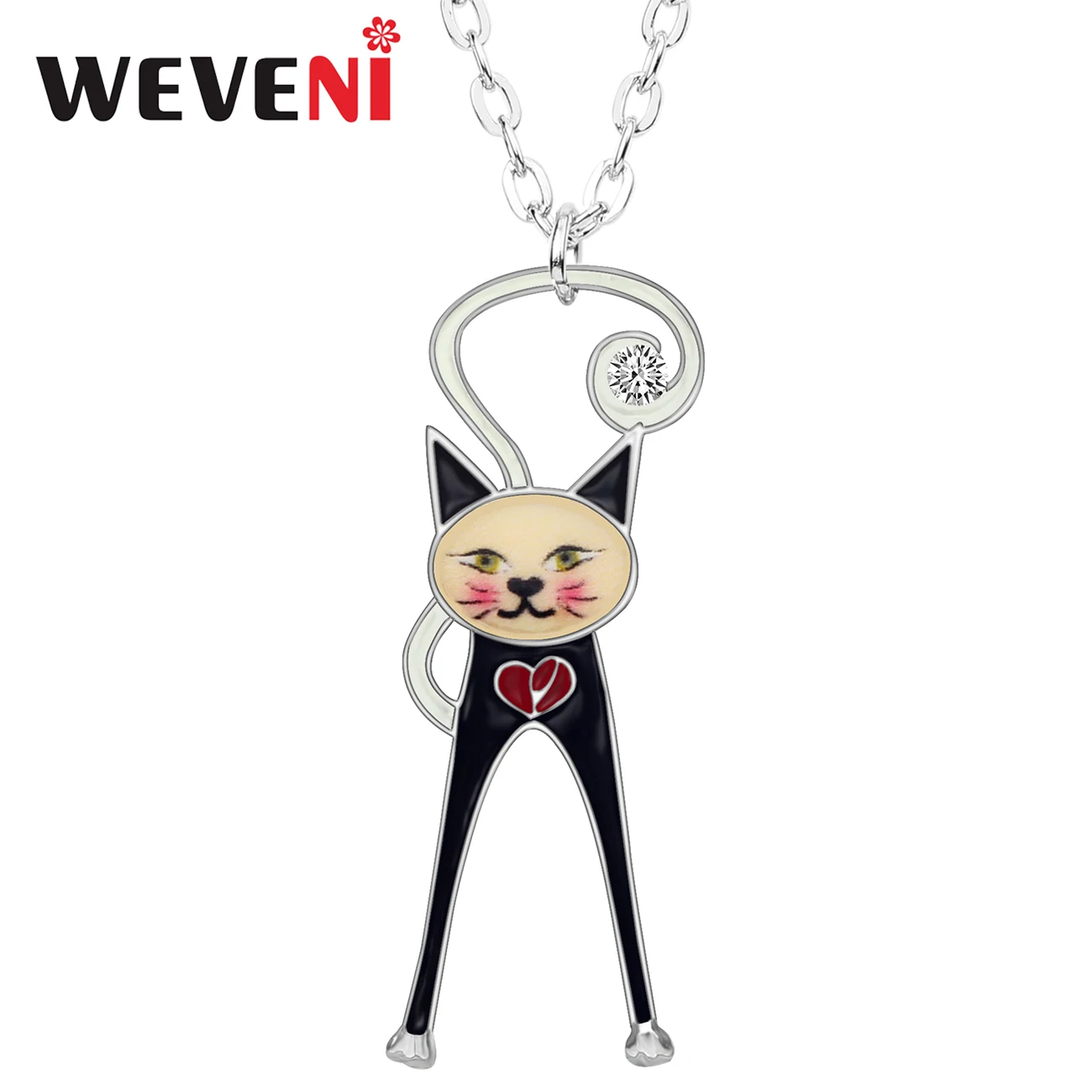 WEVENI Enamel Alloy Rhinestone Cartoon Cat Necklace Pendant Chain Choker Cute Animal Jewelry For Women Girls Pet Lovers Kid Gift
WEVENI Enamel Alloy Rhinestone Cartoon Cat Necklace Pendant Chain Choker Cute Animal Jewelry For Women Girls Pet Lovers Kid Gift