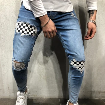 Sexy Skinny Jeans Men Casual High Waist Denim Trousers 2019 Fashion Plaid Patchwork Ripped Hole Pencil Jeans Female Plus Size
Sexy Skinny Jeans Men Casual High Waist Denim Trousers 2019 Fashion Plaid Patchwork Ripped Hole Pencil Jeans Female Plus Size