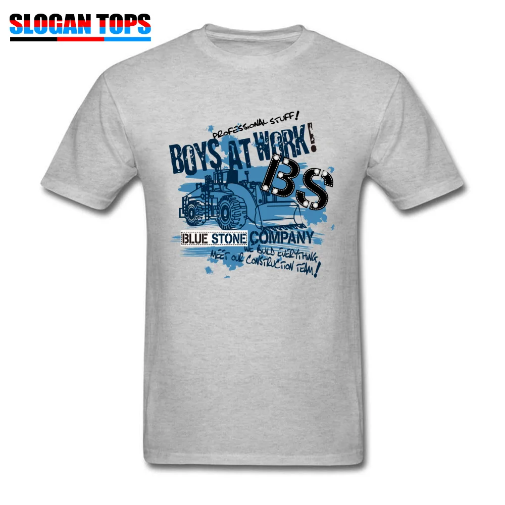 Cars Lover T-shirt Men Grey T Shirt Boys At Work Tops Bulldozer Printed On Your Clothes Cool Custom School Tees Cotton Tshirt | Мужская