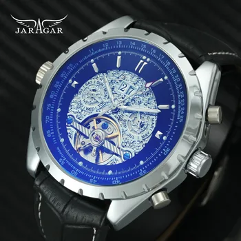 

JARAGAR Fashion Men Watch Auto Mechanical Tourbillon Clock Small Working Sub-dials Dial Sports Mens Watches Top Brand Luxury