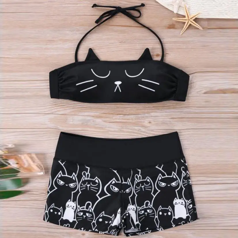 Popular Women Girls Strappy Kitty Bikini Shorts Set Padded Bathing Swimsuit Swimwear Fantastic Funny Style Women's Swimming Suit
Popular Women Girls Strappy Kitty Bikini Shorts Set Padded Bathing Swimsuit Swimwear Fantastic Funny Style Women's Swimming Suit