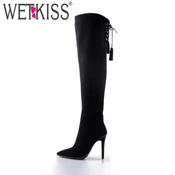 WETKISS 2018 Thin High Heels Women Boots Pointed Toe Tassel Footwear Flock Rivet Over The Knee Boots Fashion Party Lady Shoes
WETKISS 2018 Thin High Heels Women Boots Pointed Toe Tassel Footwear Flock Rivet Over The Knee Boots Fashion Party Lady Shoes