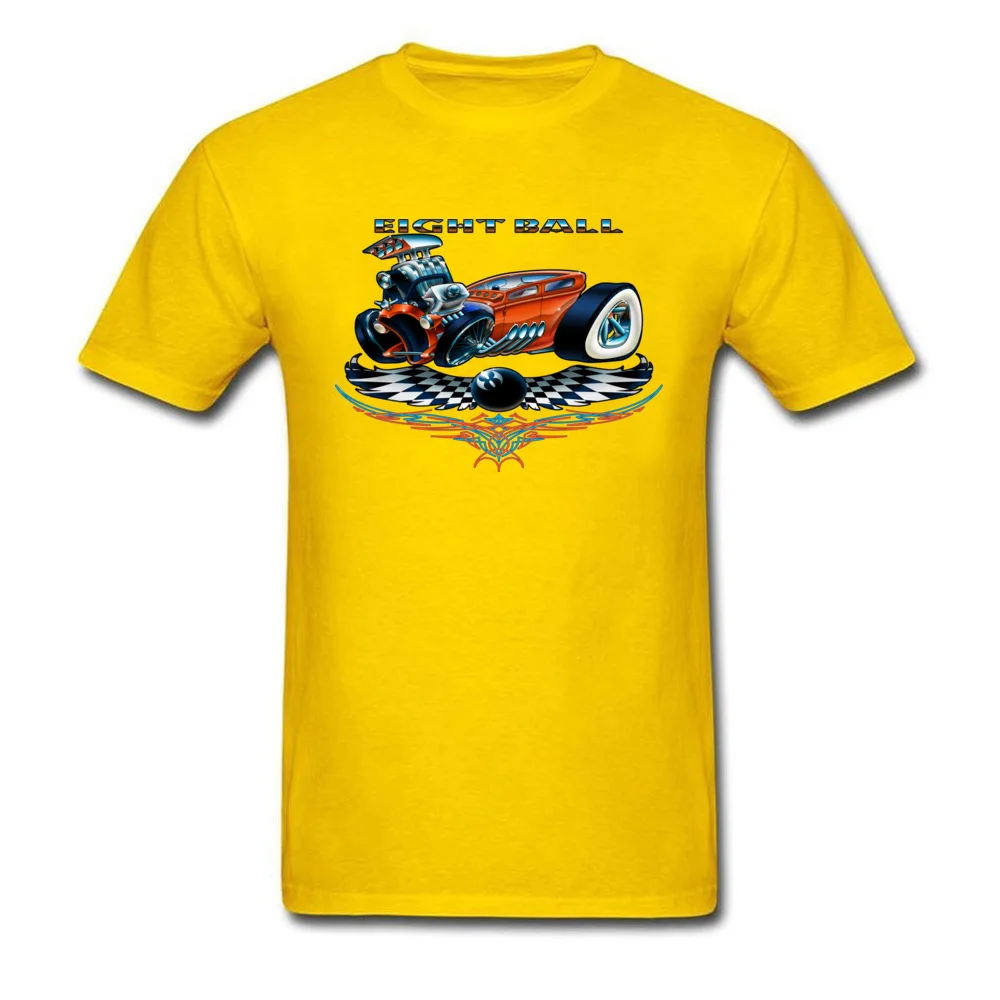 8 Ball Hot Rod Rife Personalized Tops Shirt Crewneck Summer Fall 100% Cotton Short Sleeve T-shirts for Men Design Tee-Shirts 8 Ball Hot Rod yellow