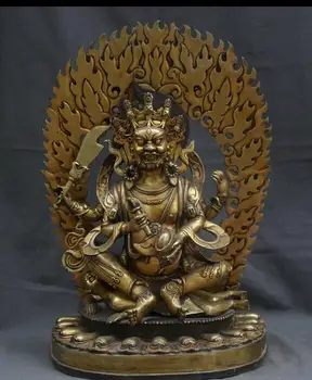 28" Tibet Bronze Gilt Buddhism King Kong 4 Arms Mahakala Jambhala Buddha Statue
28" Tibet Bronze Gilt Buddhism King Kong 4 Arms Mahakala Jambhala Buddha Statue