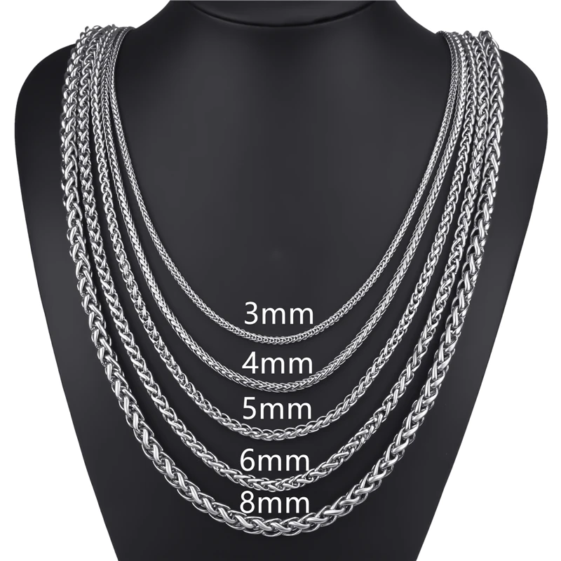 Elfasio Customized Any Length 3/4/5/6/8mm Wide Stainless Steel Chain Wheat Link Silver Color Mens Necklace Fashion Jewelry
Elfasio Customized Any Length 3/4/5/6/8mm Wide Stainless Steel Chain Wheat Link Silver Color Mens Necklace Fashion Jewelry