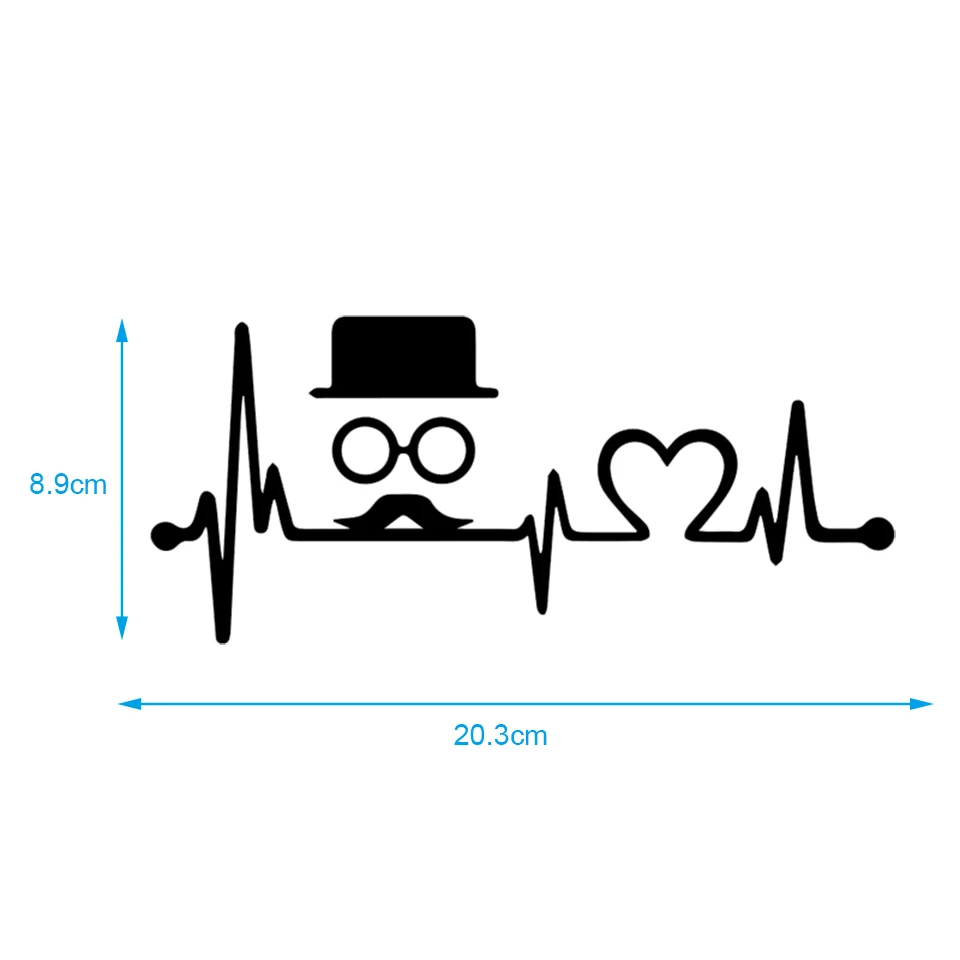 Cunymagos Hipster Top Hat Moustache Heartbeat Lifeline Stickers Motorcycle Car Vinyl Sticker Car styling Decal Stickers Funny 20.3cm8 (6)