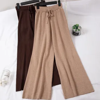 Women Long Trousers Autumn Winter Elastic High Waist Knitted Pants Female Bow Wide Leg Pants Casual Loose Pants Plus Size A1183
Women Long Trousers Autumn Winter Elastic High Waist Knitted Pants Female Bow Wide Leg Pants Casual Loose Pants Plus Size A1183