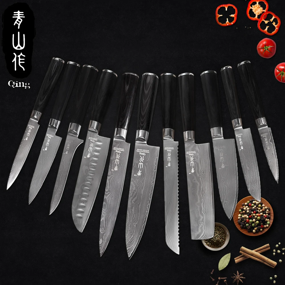 QING VG10 Damascus Knives Set Japanese Damascus Steel Kitchen Knives Sets High Toughness Color Wood Handle Cooking Tools
QING VG10 Damascus Knives Set Japanese Damascus Steel Kitchen Knives Sets High Toughness Color Wood Handle Cooking Tools