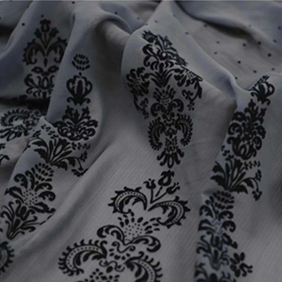 Stage Dancing Dress Flocked Gray Chiffon Fabric Costume Material DIY cosplay Dress 1 Meter
Stage Dancing Dress Flocked Gray Chiffon Fabric Costume Material DIY cosplay Dress 1 Meter