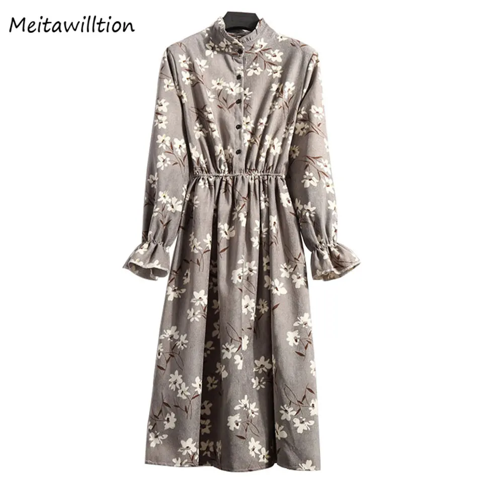 2019 Autumn Winter Vintage Women Corduroy Dresses Female Long Sleeve Floral Print Party Dresses Casual Midi Dress Vestidos
2019 Autumn Winter Vintage Women Corduroy Dresses Female Long Sleeve Floral Print Party Dresses Casual Midi Dress Vestidos