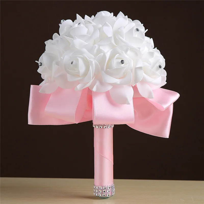 DIY Artificial PE Pink Flowers Wedding Bridal Bouquet Crystal Roses Pearl bride Bridesmaid Wedding Bouquet hand stick flower
DIY Artificial PE Pink Flowers Wedding Bridal Bouquet Crystal Roses Pearl bride Bridesmaid Wedding Bouquet hand stick flower