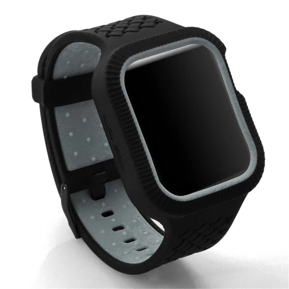 Силиконовый ремешок с чехлом для Apple Watch Band Series SE 6 5 4 двухцветный браслет на