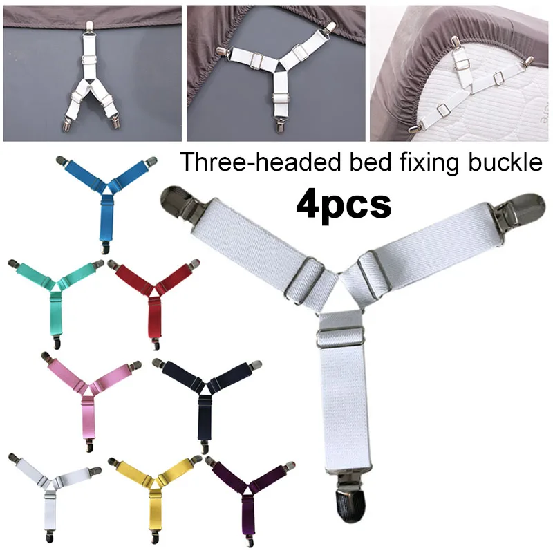 Elastic Ribbon +Metal Clips Bed Sheet Holders Convenient 4Pcs/Set for Mattress Straps Cushion for Home Bedding Adjustable Hotel
Elastic Ribbon +Metal Clips Bed Sheet Holders Convenient 4Pcs/Set for Mattress Straps Cushion for Home Bedding Adjustable Hotel
