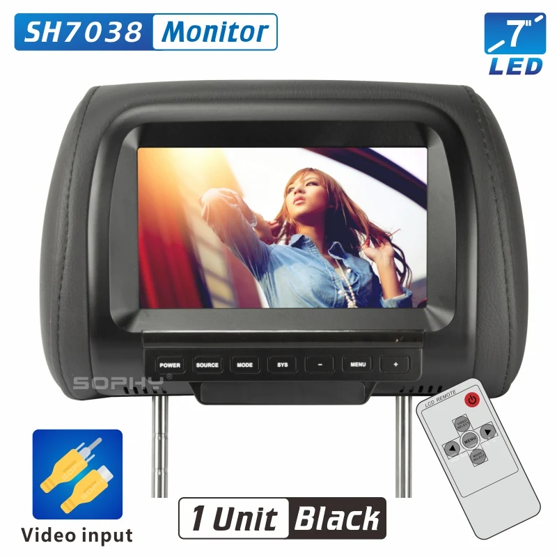 High quality Factory direct 7 inch TFT LCD screen pillow monitor DC 12V dual video inputs black color SH7038
High quality Factory direct 7 inch TFT LCD screen pillow monitor DC 12V dual video inputs black color SH7038