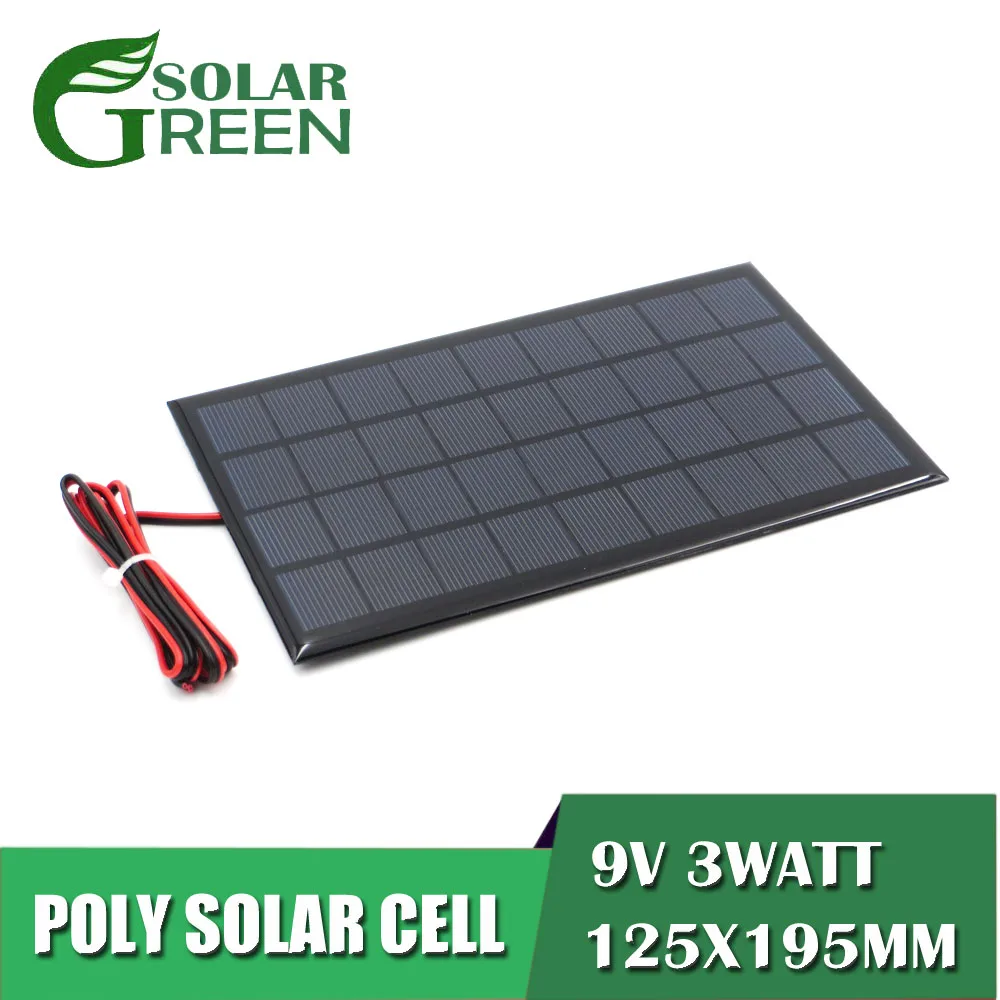 333mA 9V DC 3Watt Solar Panel Charge Polycrystalline Silicon DIY Battery Charger Module Mini Solar Cell wire toy
333mA 9V DC 3Watt Solar Panel Charge Polycrystalline Silicon DIY Battery Charger Module Mini Solar Cell wire toy