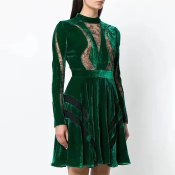 High quality 2018 new fashion velvet lace stitching sexy hollow long-sleeved slim leisure holiday woman dress two colors
High quality 2018 new fashion velvet lace stitching sexy hollow long-sleeved slim leisure holiday woman dress two colors