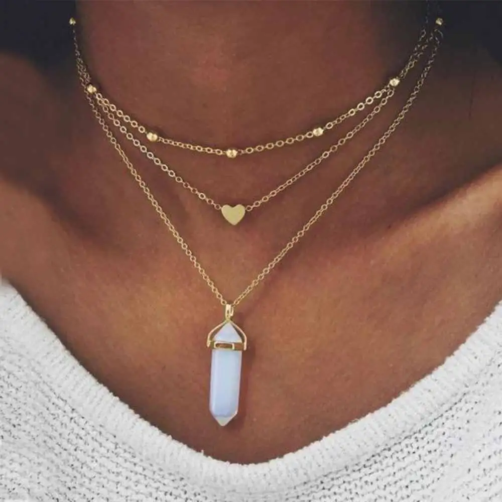 FAMSHIN 2017 New Fashion gold color 3 layer opal pink stone necklace heart with multi stone necklaces for women jewelry gift
FAMSHIN 2017 New Fashion gold color 3 layer opal pink stone necklace heart with multi stone necklaces for women jewelry gift