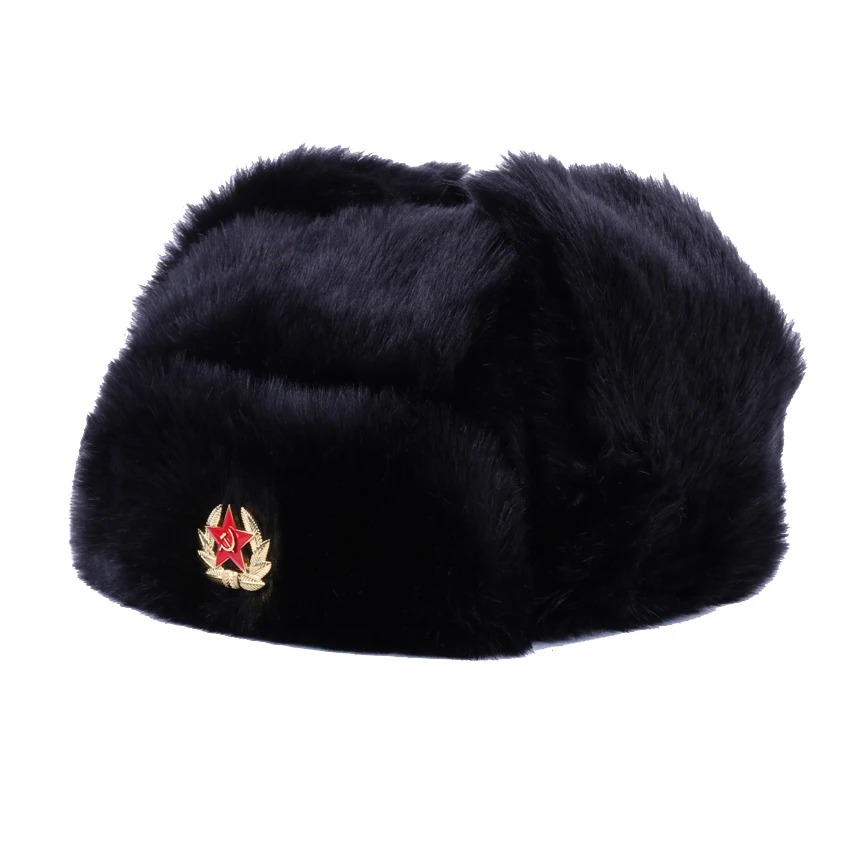 2018 Pilot Trooper Trapper Bomber Hat Soviet Army Military Badge Ushanka Aviator Cap Winter Earflap Faux Rabbit Plush Cossack
2018 Pilot Trooper Trapper Bomber Hat Soviet Army Military Badge Ushanka Aviator Cap Winter Earflap Faux Rabbit Plush Cossack