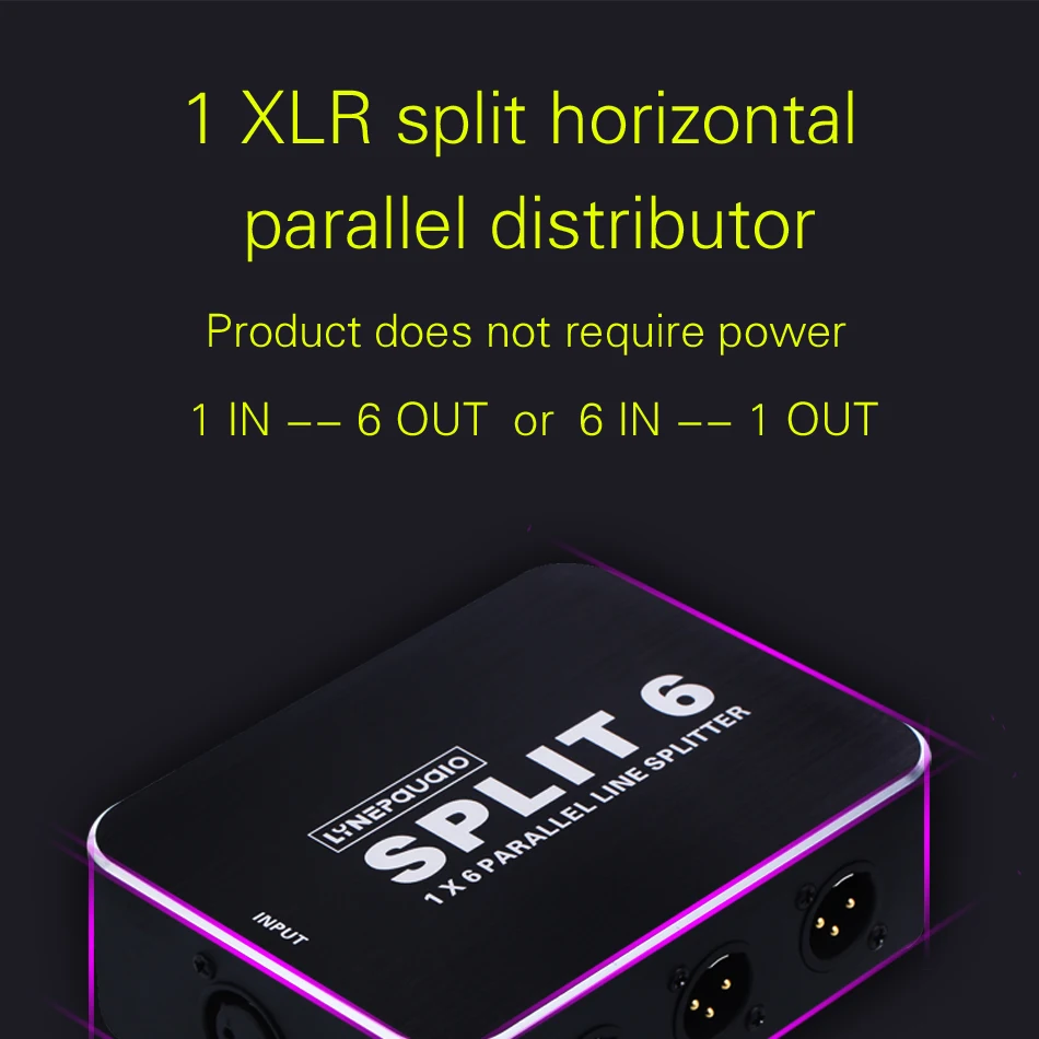 1 IN 6 OUT XLR Splitter Box Horizontal Parallel Distributor Audio Splitter New 