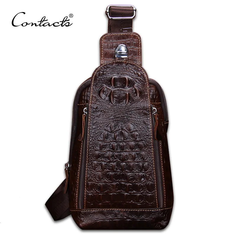 CONTACT'S Men's Chest Bag Genuine Leather Messenger Hand Bag Casual Sling Bag Chest Pack Man Luxury Shoulder Cross Body for IPAD
CONTACT'S Men's Chest Bag Genuine Leather Messenger Hand Bag Casual Sling Bag Chest Pack Man Luxury Shoulder Cross Body for IPAD