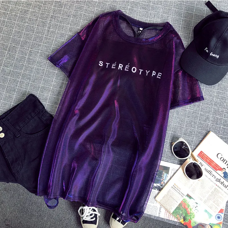 2019 Summer 2 Pieces Set Women Purple T-shirt Half Sleeve Casual Print Mesh Tees Korean Loose Tops Plus Size Women Clothing 248
2019 Summer 2 Pieces Set Women Purple T-shirt Half Sleeve Casual Print Mesh Tees Korean Loose Tops Plus Size Women Clothing 248