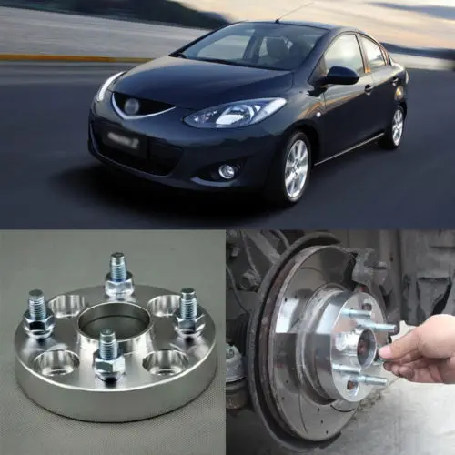 Image 4pcs New Billet 4 Lug 12*1.5 Studs Wheel Spacers Adapters For Mazda 2 2007 2013