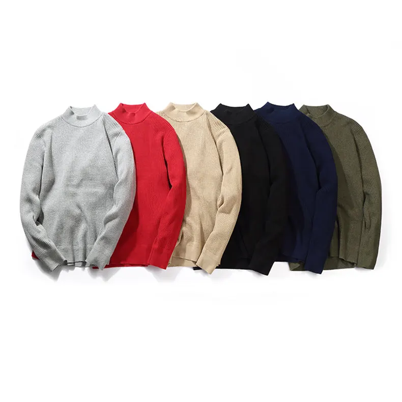 2018 Winter Mock-Neck Pullover Men Cotton Thicken Knitted Turtlenck Sweater Men Autumn Turtle-neck Mens Sweaters Drop-shipping 08
