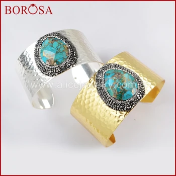 BOROSA 3PCS Fashion Gold/Silver Color Copper Turquoises Bangle Druzy Natural Blue Stone with Copper Bracelet Jewelry JAB933
BOROSA 3PCS Fashion Gold/Silver Color Copper Turquoises Bangle Druzy Natural Blue Stone with Copper Bracelet Jewelry JAB933