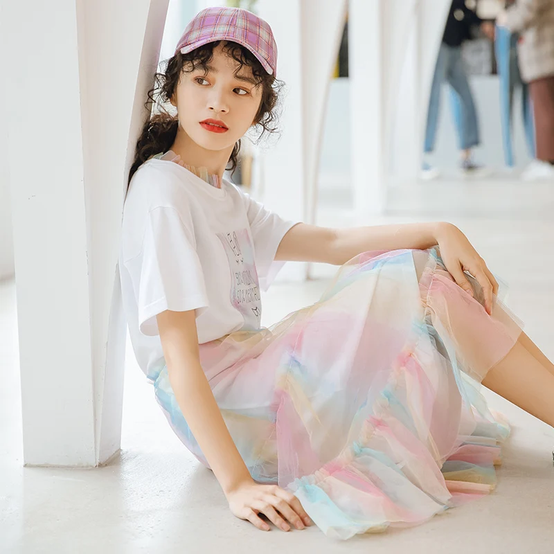 Designer brand two pieces gradient color mesh ruffled women's summer dress glitter kawaii pattern print pleated tshirt dress
Designer brand two pieces gradient color mesh ruffled women's summer dress glitter kawaii pattern print pleated tshirt dress