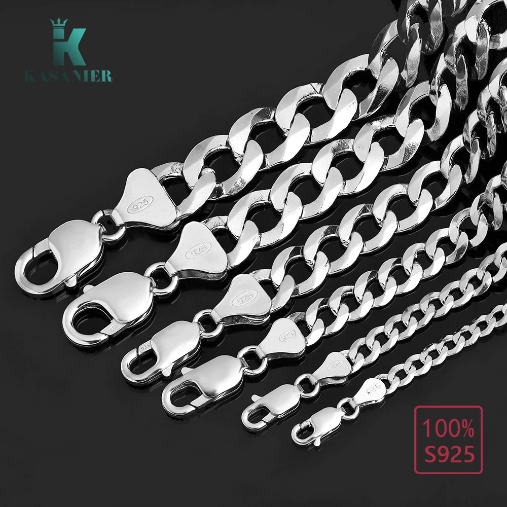 KASANIER 100% Real S925 Sterling Silver Men Necklace 4-12 MM Width Mens Necklace Gift Curb Necklace Men HipHop/Rock Jewelry
KASANIER 100% Real S925 Sterling Silver Men Necklace 4-12 MM Width Mens Necklace Gift Curb Necklace Men HipHop/Rock Jewelry